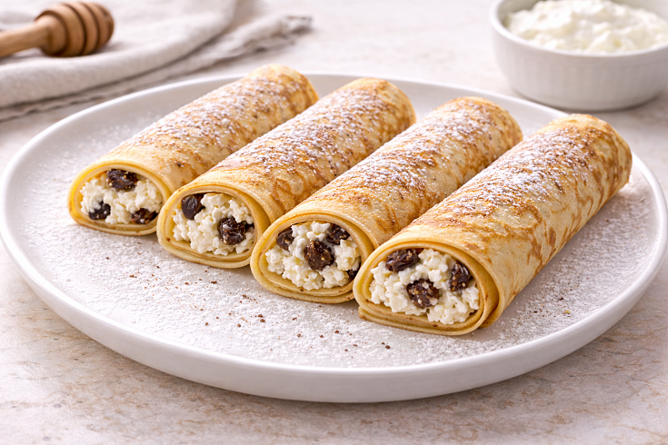 Блинчики с творогом и изюмом